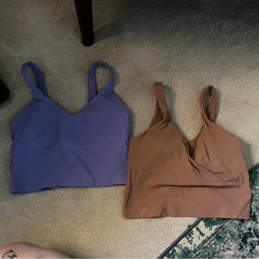 Lululemon Lilac and Tan Align Tank Tops